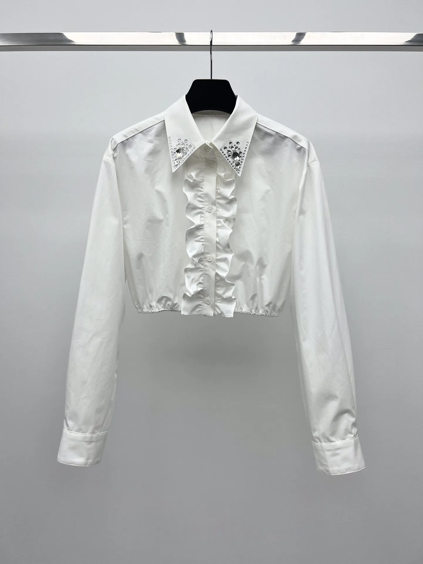 

2024 Women's Clothing rhombus crystal embellished shirt Spring Summer New 407