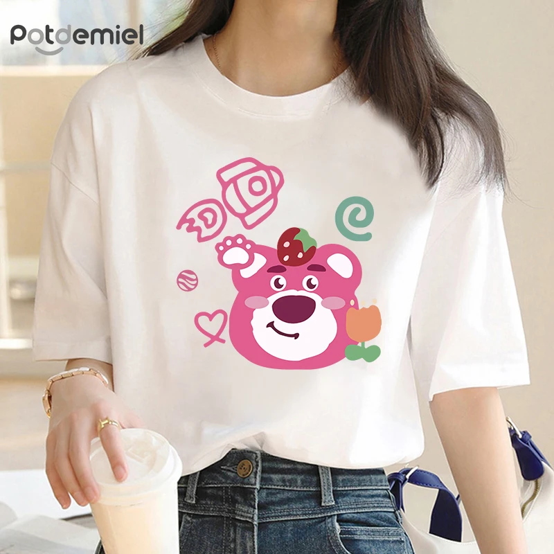 Harajuku Cute Strawberry Bear Cartoon Print Casual loose top Fashion retro Y2K Fun sweet girl cotton chic women's T-shirt 
Harajuku Cute Strawberry Bear Cartoon Print Casual loose top Fashion retro Y2K Fun sweet girl cotton chic women's T-shirt