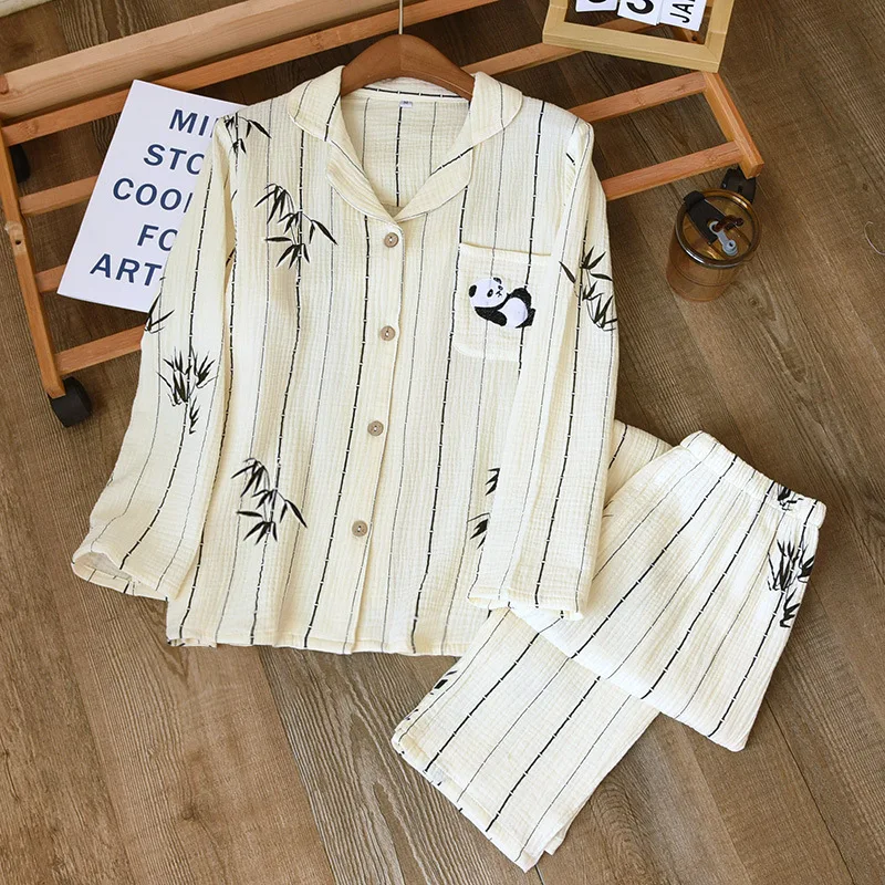 2023 Spring And Summer New Women's Pajamas Long Short 100% Cotton Crepe Thin Suit Lovely Embroidery Panda Two-piece Home Clothes
2023 Spring And Summer New Women's Pajamas Long Short 100% Cotton Crepe Thin Suit Lovely Embroidery Panda Two-piece Home Clothes