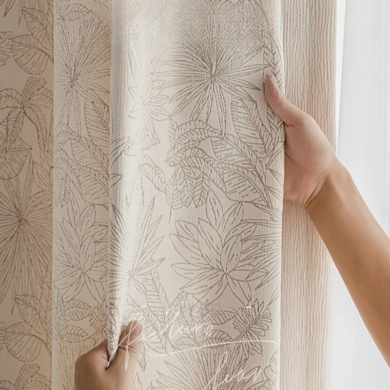 French curtains embossed leaf jacquard living room bedroom cream warm floral fabric stitching curtains
French curtains embossed leaf jacquard living room bedroom cream warm floral fabric stitching curtains