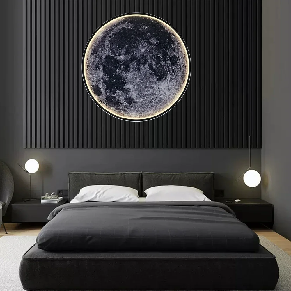 

Moon Wall Lamp Aisle Corridor Mural Art Sconce Foyer Hallway Gallery Background Decoration Kid Bedroom Bedside Led Celing Light