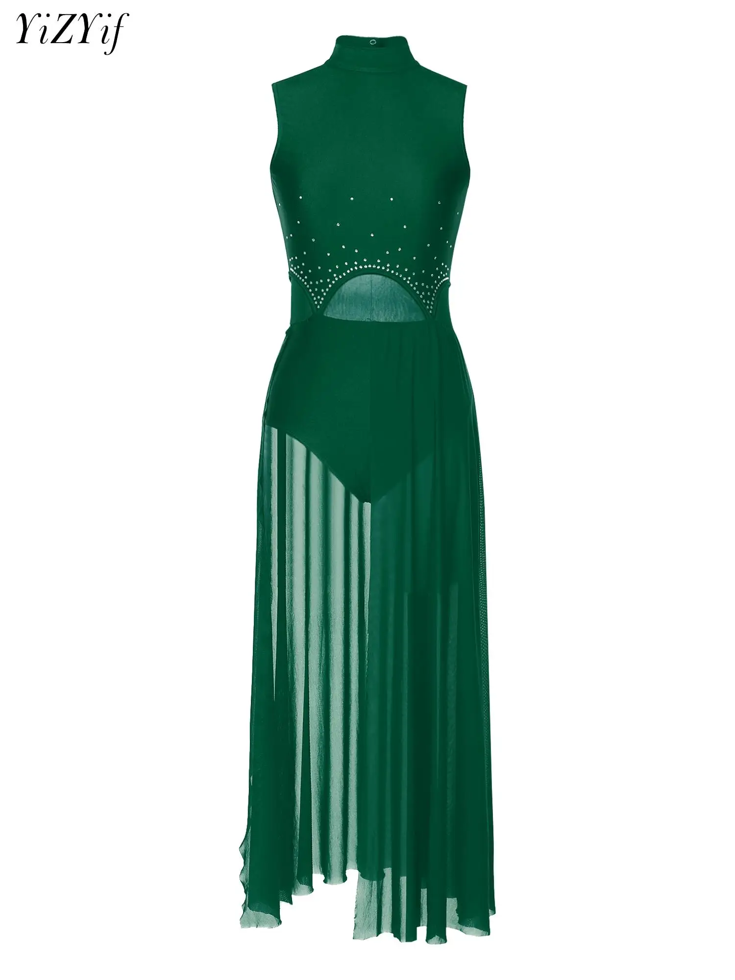 Women's Modern Lyrical Dance Dress Ballet Rhinestones Gymnastics Leotard with Sheer Mesh Split Maxi Skirt Recital Show Dancewear
Women's Modern Lyrical Dance Dress Ballet Rhinestones Gymnastics Leotard with Sheer Mesh Split Maxi Skirt Recital Show Dancewear