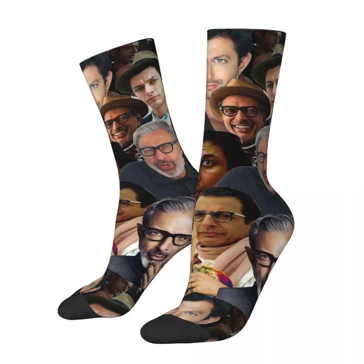 

Casual Vintage Jeff Goldblum Collage Theme Design Cozy Crew Socks Merch All Season Cute Middle Tube Socks Non-slip