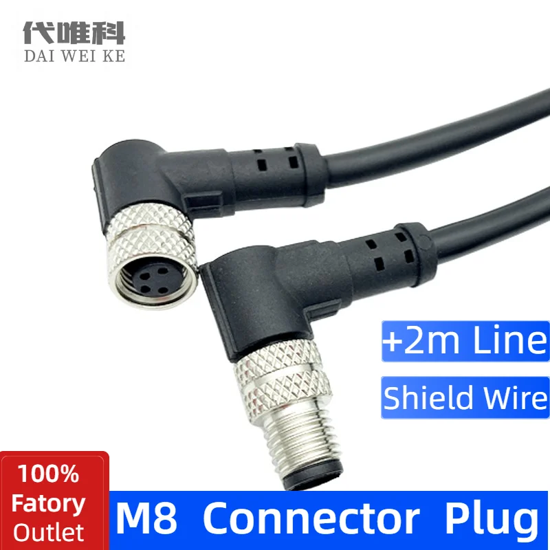 M8 Sensor Connector Single Terminal +2m Shield Wire IP67 Screw Threaded Plug Coupling Straight/Angle 3/4/6/8 Pin Adapter Socket
M8 Sensor Connector Single Terminal +2m Shield Wire IP67 Screw Threaded Plug Coupling Straight/Angle 3/4/6/8 Pin Adapter Socket