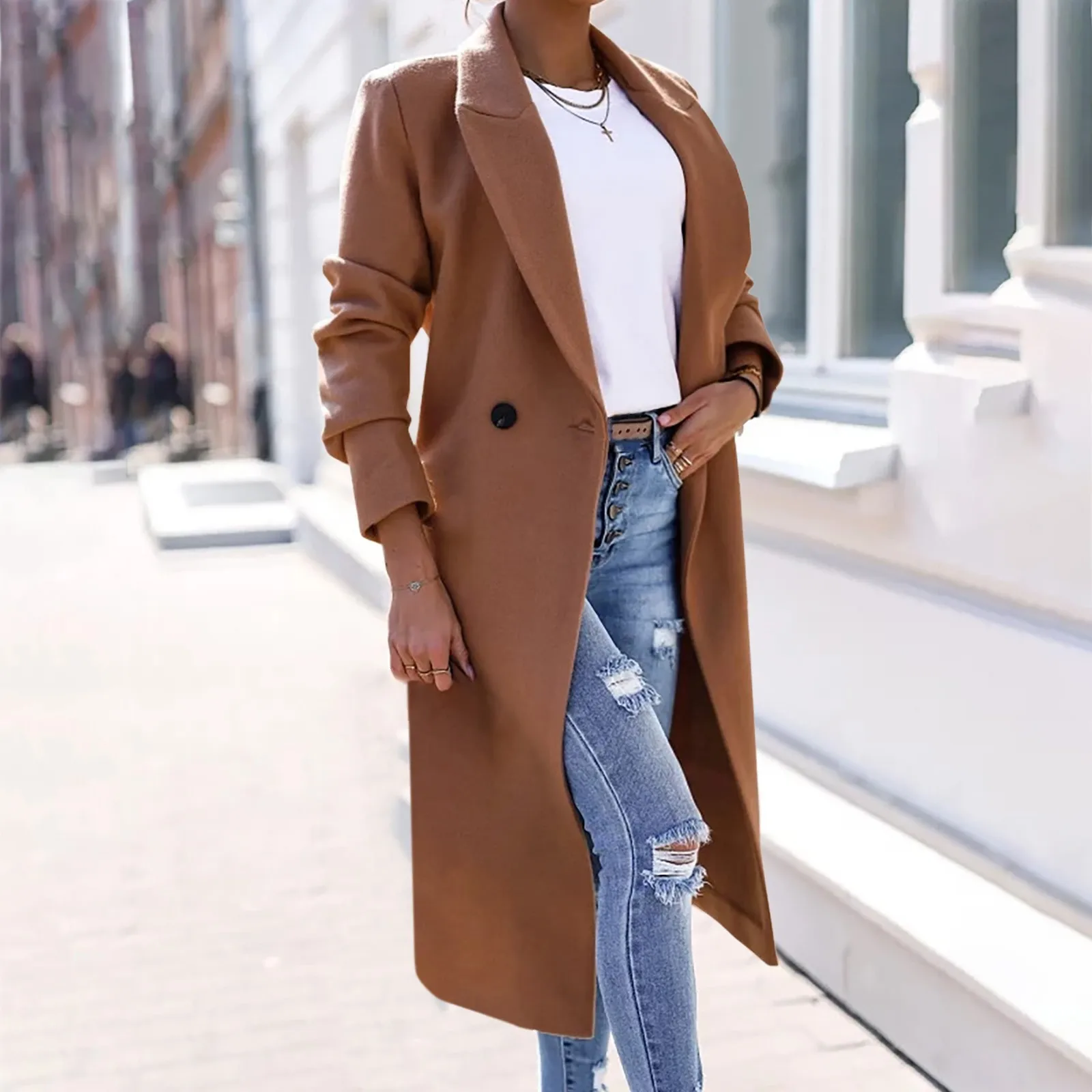 Streetwear Autumn Mid-length Jackets Female Outwear Winter Warm Long Sleeve Plus Size Vintage Casual Wool Coat Women Overcoat 
Streetwear Autumn Mid-length Jackets Female Outwear Winter Warm Long Sleeve Plus Size Vintage Casual Wool Coat Women Overcoat