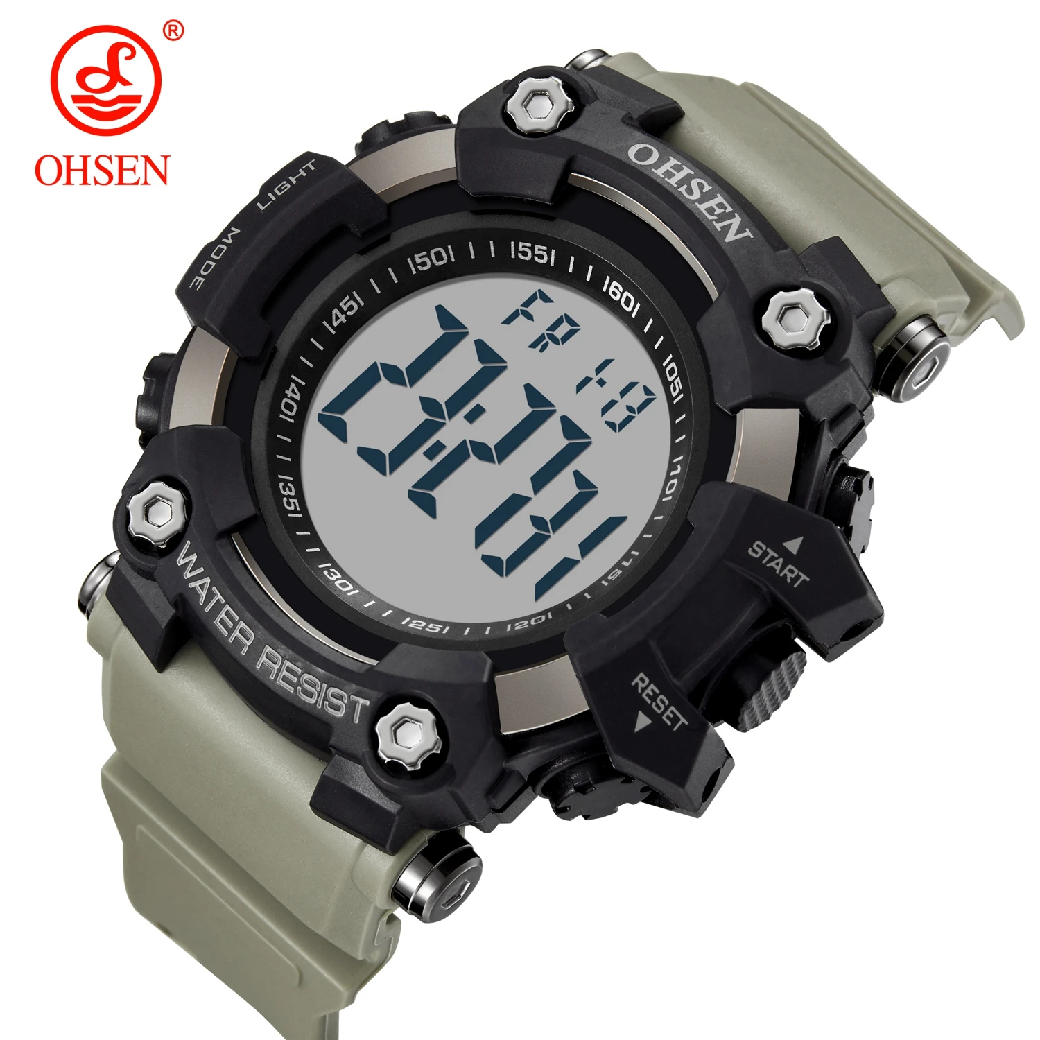 

Digital Watches for Men 50M Khaki Tactical Wristwatch Big Dial Electronic Military Watch Fashion LED Clocks Alarm Stopwatch