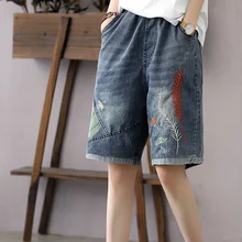 Vintage Embroidered Jeans Shorts Women's Summer 202 New High Waist Loose Denim Capris Large Size Ripped Hole Knee Length Pants
Vintage Embroidered Jeans Shorts Women's Summer 202 New High Waist Loose Denim Capris Large Size Ripped Hole Knee Length Pants
