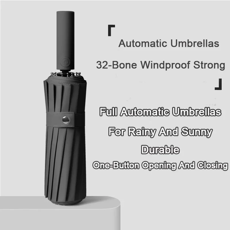 

И сверхпрочный женский автоматический зонт с защитой от УФ-лучей, дождя, солнца, воды, зонты с 32 Костями для ветра диаметром 106 см для мужчин