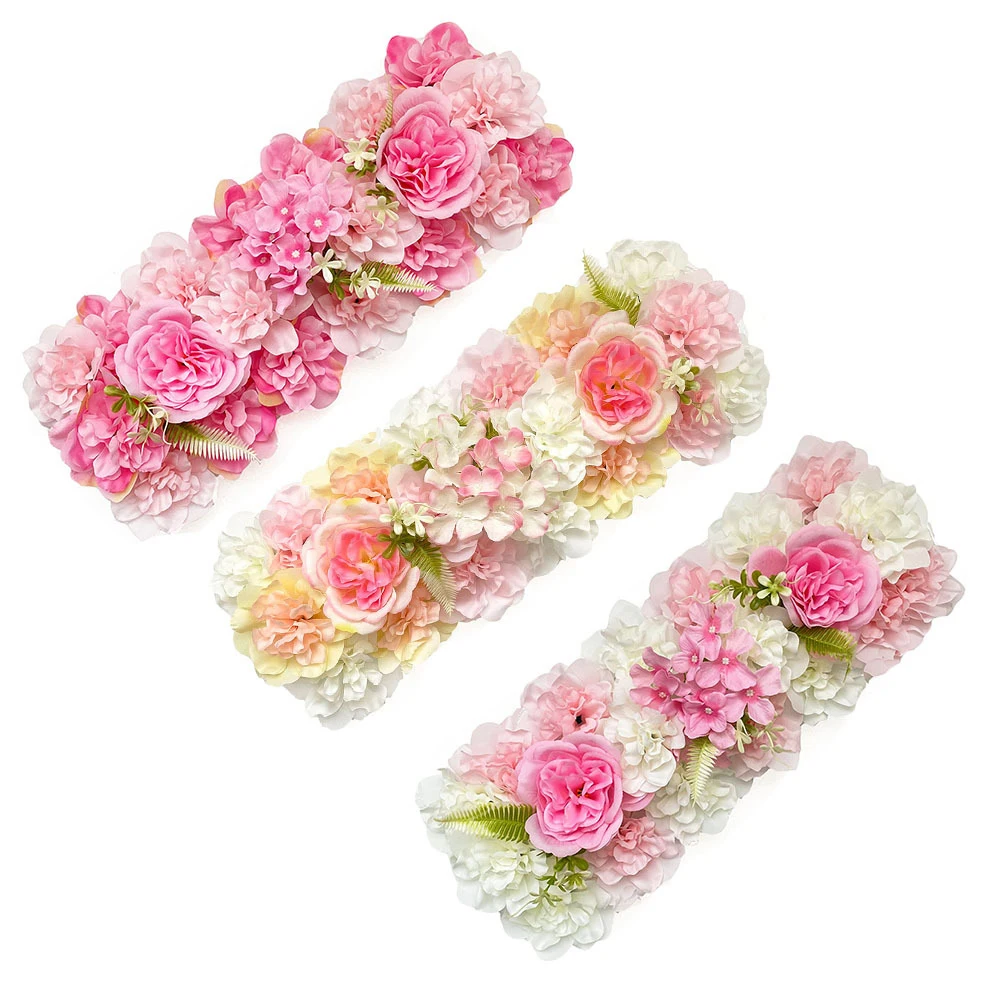 

50x20cm DIY Wedding Flower Wall Decoration Arrangement Supplies Silk Peonies Rose Artificial Floral Row Decor Wed Arch Backdrop