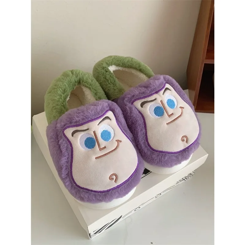 Pantoufles chaudes en coton coordonnantes pour hommes et femmes, Toy Story Buzz Lightyear, dessin animé cancers, peluche parent-enfant, automne et hiver 2