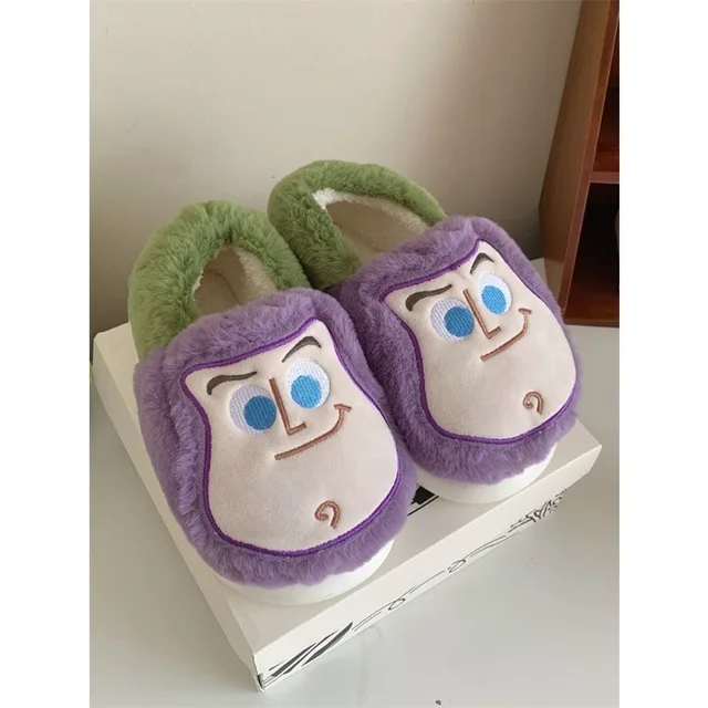 Pantoufles chaudes en coton coordonnantes pour hommes et femmes, Toy Story Buzz Lightyear, dessin animé cancers, peluche parent-enfant, automne et hiver 2