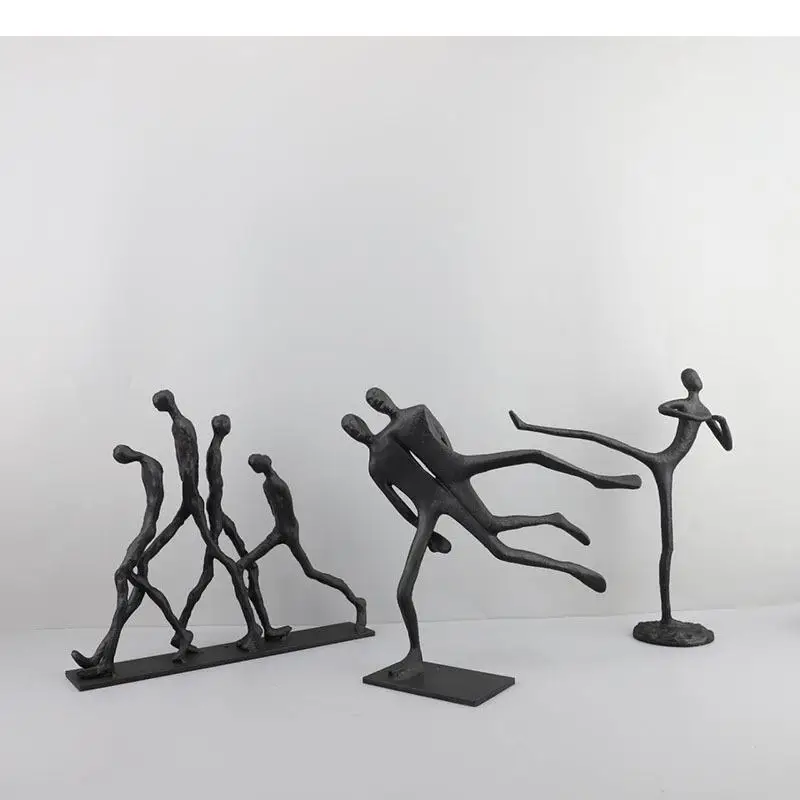 

Black Cast Iron Tilted Figures Statue Abstract Artwork Ornaments Desk Decoration Crafts Characters Sculpture Modern Home Decor