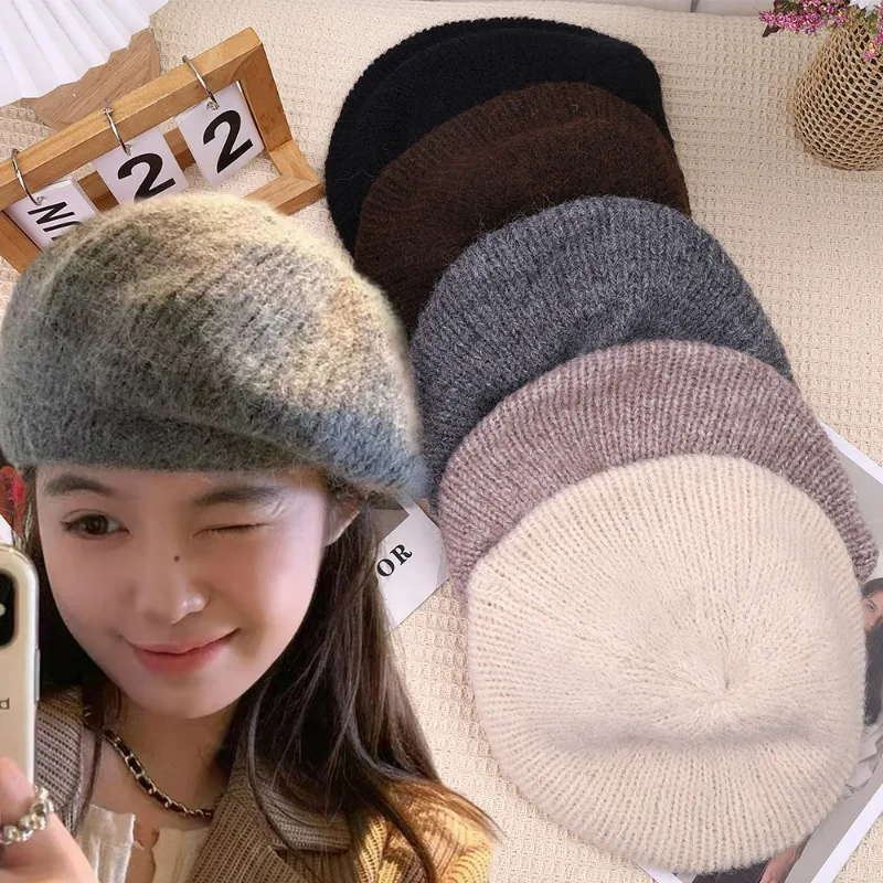 Winter Warm Knitted Beret Women Girls Retro Cute Solid Color Wool Beret Elegant Shopping Casual Mohair Caps Fashion Accessories
Winter Warm Knitted Beret Women Girls Retro Cute Solid Color Wool Beret Elegant Shopping Casual Mohair Caps Fashion Accessories