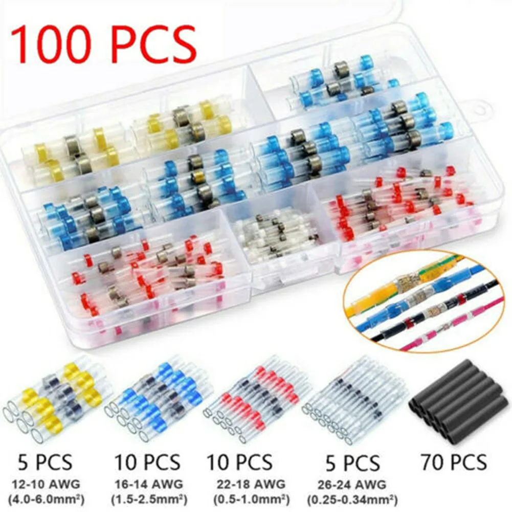 100PCS Waterproof Solder Seal-Heat Shrink Butt Wire Connectors Terminals Electrical Copper Welding Sleeve Sealed Sleeve With Box
100PCS Waterproof Solder Seal-Heat Shrink Butt Wire Connectors Terminals Electrical Copper Welding Sleeve Sealed Sleeve With Box