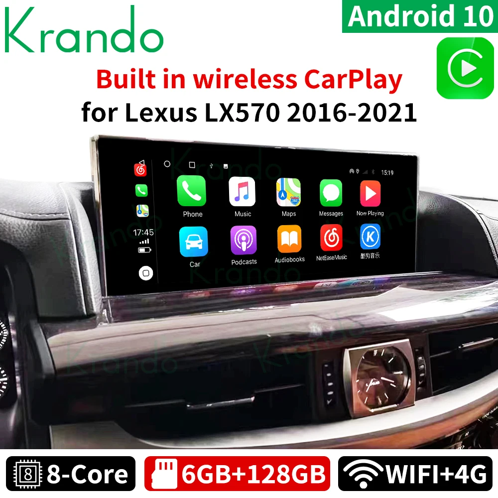 

Krando Android 12.0 12.3'' Car Radio For Lexus LX570 2016-2021 Navigation GPS Audio Stereo DVD Multimedia Player Head Unit