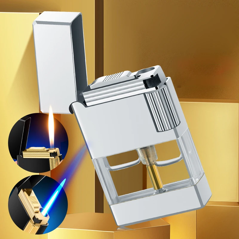 New Metal Windproof Grinding Wheel Dual-fire Lighter, Butane Gas Lighter, Cigar Lighter, Unusual Lighter, Men's Gift 
New Metal Windproof Grinding Wheel Dual-fire Lighter, Butane Gas Lighter, Cigar Lighter, Unusual Lighter, Men's Gift