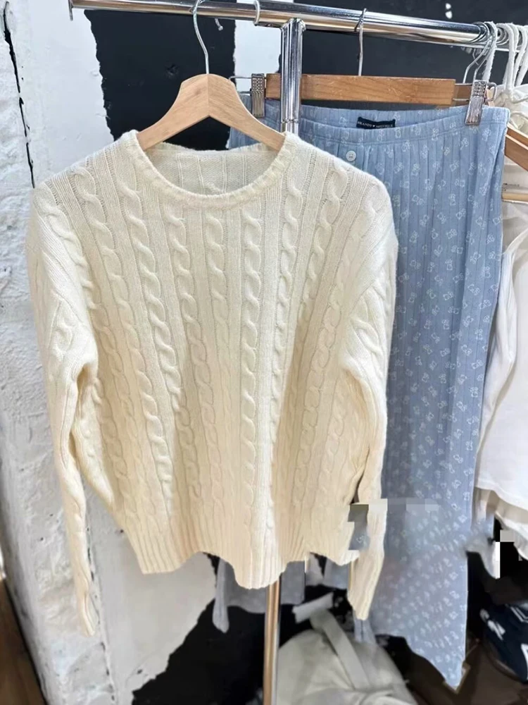 

Y2K мягкие хлопковые свитера для девочек 2024 весенние модные женские винтажные милые пуловеры повседневные женские милые вязаные шикарные свитера