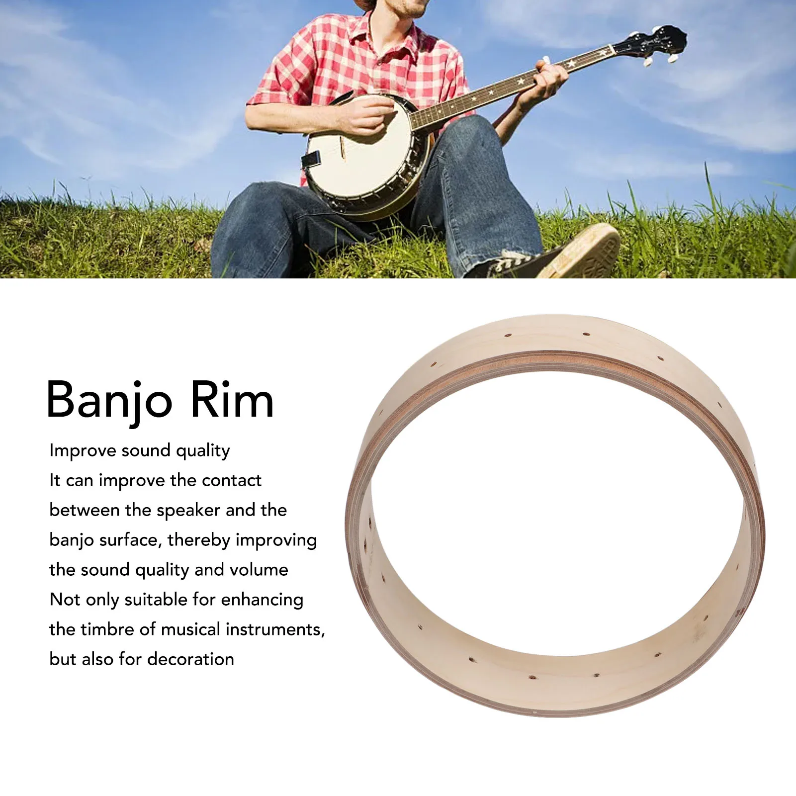 Прочная конструкция из кленового дерева Banjo Rim Изысканный аксессуар для музыкальных инструментов
Прочная конструкция из кленового дерева Banjo Rim Изысканный аксессуар для музыкальных инструментов