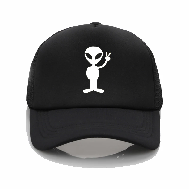 

Funny Fashion hats Cartoon Alien Baseball Cap Hat Cute Monster Alien Gesture Peace Victory Snapback Hats Men UFO Fans Dad Hat
