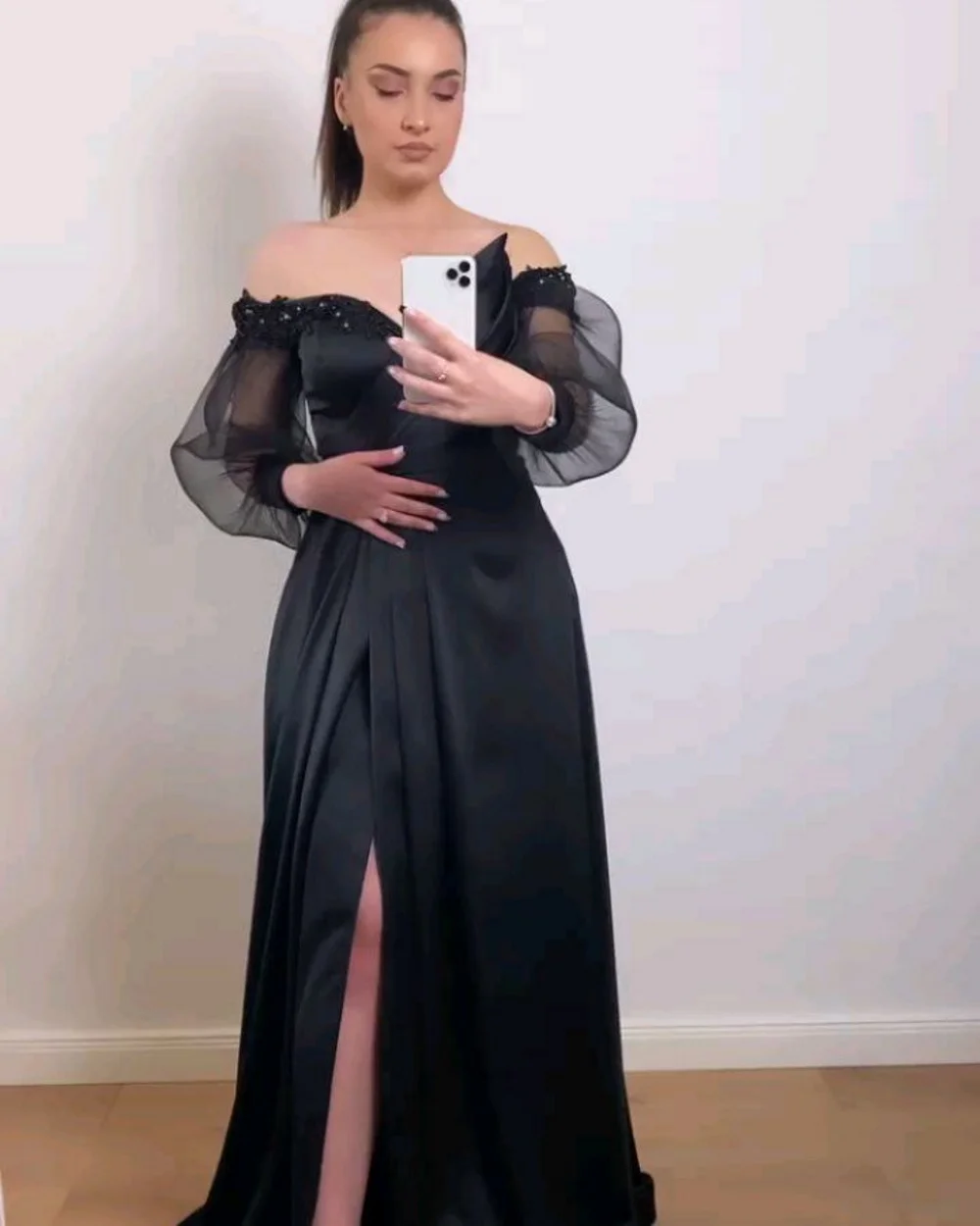 Off-Shoulder Robe De Soirée Evening Gown Elegant Custom Made Mermaid Satin Formal Party Dress Puff Sleeve High Slit Prom Dresses
Off-Shoulder Robe De Soirée Evening Gown Elegant Custom Made Mermaid Satin Formal Party Dress Puff Sleeve High Slit Prom Dresses