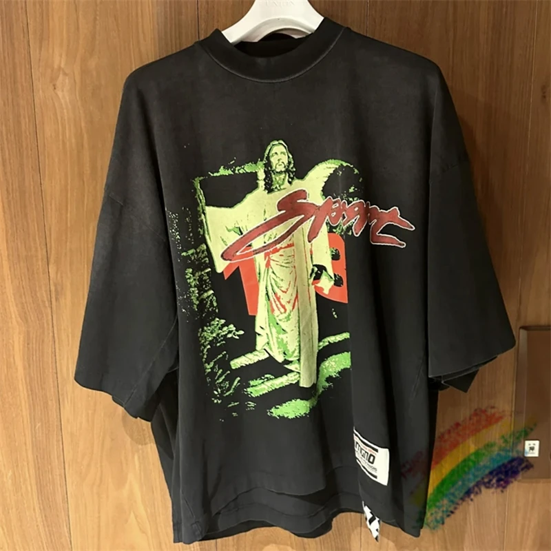 

Washed Jesus Print RRR123 T-shirt Men Women 1:1 Best Quality Tee Vintage RRR 123 Tops T Shirt