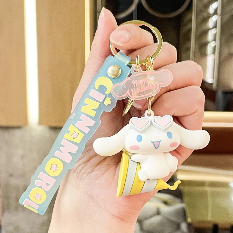 

Kawaii Sanrioed My Melody Cinnamoroll Kuromi Keychain Cartoon Pendant Car Bag Decorate Wear-Resistant Student Girl Festival Gift