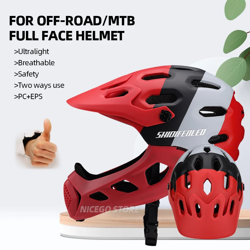 

Full Face Helmet PC+EPS Safety Cycling Men's Mtb Helmets for XC Off-road Downhill Integrated Light Bike Helmet for Aerodynamics