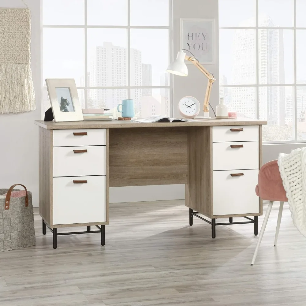 

Sauder Anda Norr Executive Desk, L: 56.3" x W: 22.13" x H: 29.53", Sky Oak Finish