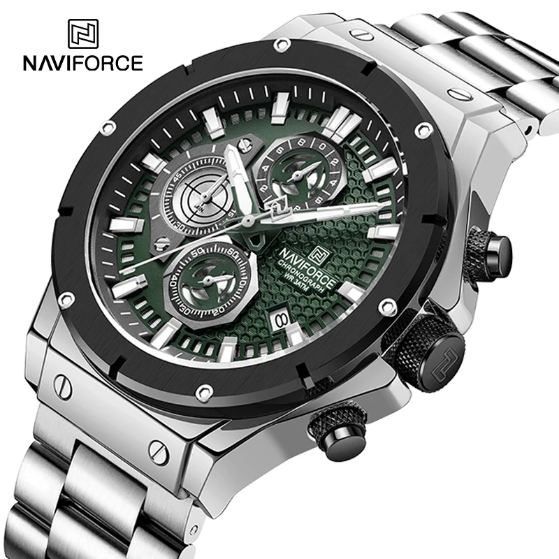 

NAVIFORCE Classic Business Water Resistant Male Wristwatches Quartz Calendar Men's Chronograph Stainless Steel Fashion Man Clock