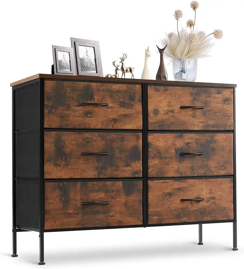 

4/5/6/8 Drawers Dresser for Bedroom,Small Chest Tower,Storage Organizer Units w/Fabric Bins,Wood Top,Steel Frame,Multiple Colors