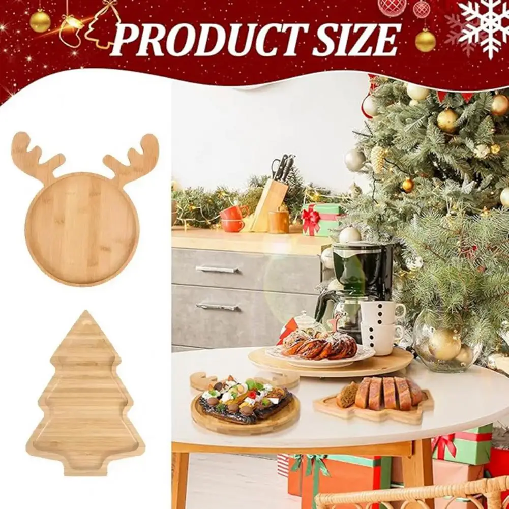 

Christmas Wooden Tray Tree Santa Hat Elk Shape Rustic Multi-functional Snack Jewelry Fruit Serving Plate Storage Holder Party Su