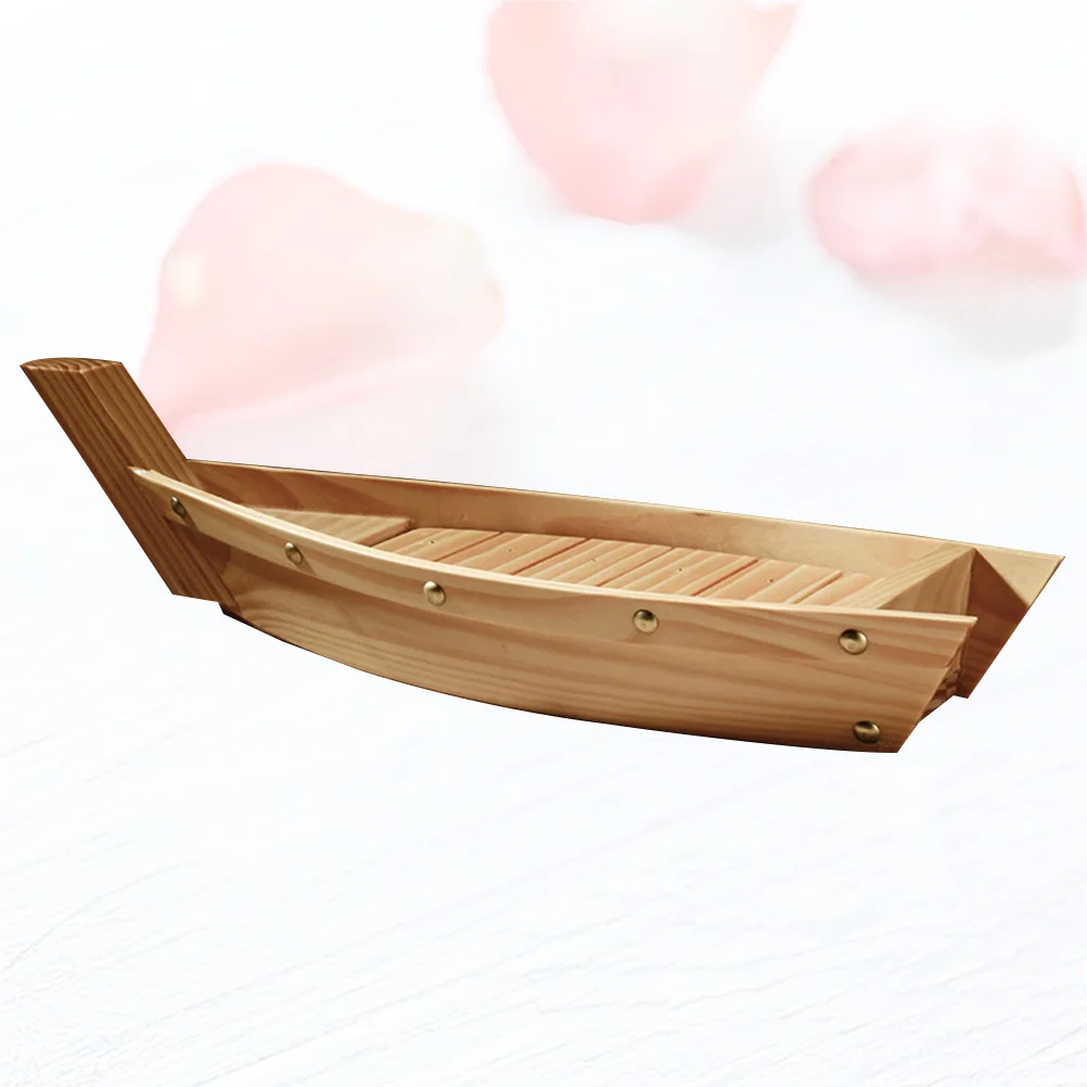 

Sushi Boat Serving Tray Wooden Plate Platter Japanese Dish For Food Plates Snack Party Shaped Bowl Appetizer Wood Sashimi