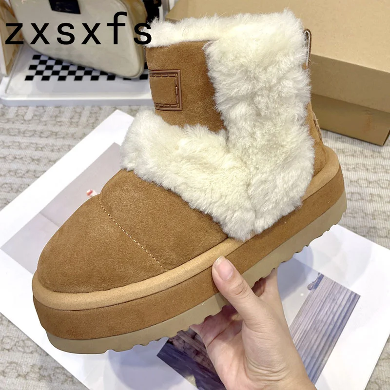 Hot Natural Wool Snow Ankle Boots For Women Winter Warm Flat Platform Fur Shoes Thick Sole Flat Knight Boots Women Botas Mujer 
Hot Natural Wool Snow Ankle Boots For Women Winter Warm Flat Platform Fur Shoes Thick Sole Flat Knight Boots Women Botas Mujer