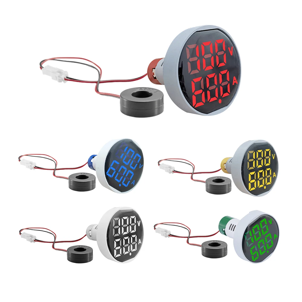 

AC 60-500V 0-100A Round/Square LED Digital Voltmeter Ammeter 110V 220V Voltage Current Meter Car Volt Amp Tester Detector