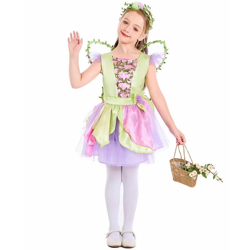 

Tinker Bell Fairy Dress Up Kids Child Girl Fantasy Forest Elf Cosplay Costume Carnival Halloween Princess Fancy Party Dress