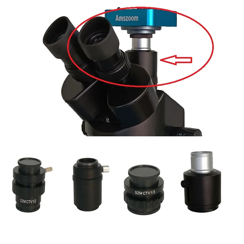 

Адаптер для тринокулярного стереомикроскопа, видеокамеры, 0.3X 0.5X C-Mount Lens SZM CTV1/2 1/3 1X