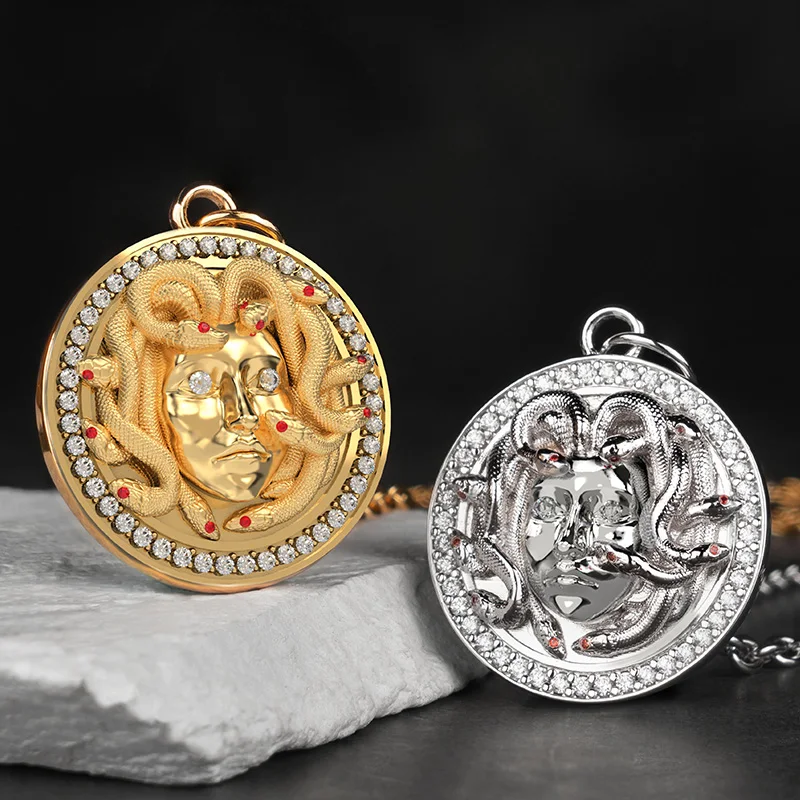 

Ancient Greek Hydra Medusa Silver Pendant for men Unisex Jewelry Necklace