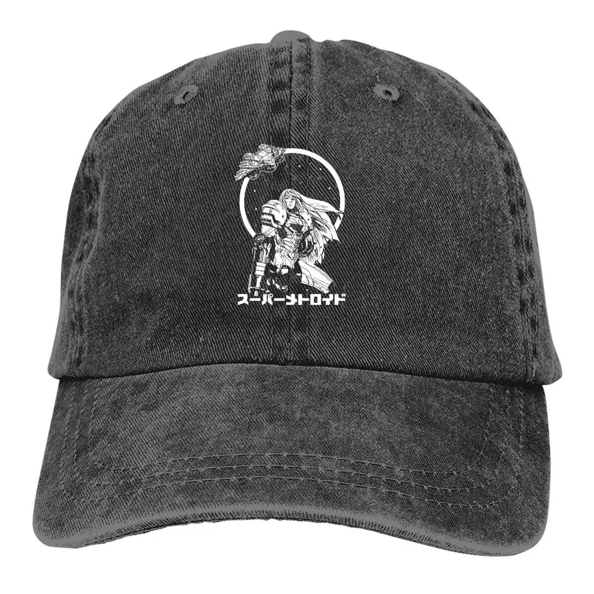 

Washed Men's Baseball Cap SAMUS ARAN Hero Trucker Snapback Cowboy Caps Dad Hat Super Metroid Golf Hats