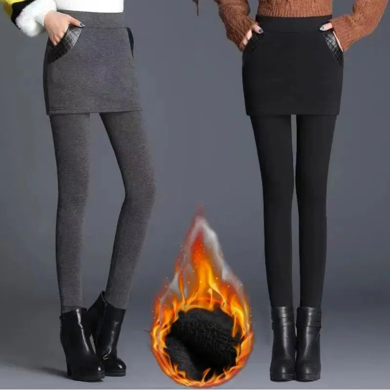 Mini Skirt Thermal Leggings Fake 2Pc Women's Brushed Pants Plus Size Winter Fleece Lined Warm Clothes Insulated Tights Legging
Mini Skirt Thermal Leggings Fake 2Pc Women's Brushed Pants Plus Size Winter Fleece Lined Warm Clothes Insulated Tights Legging