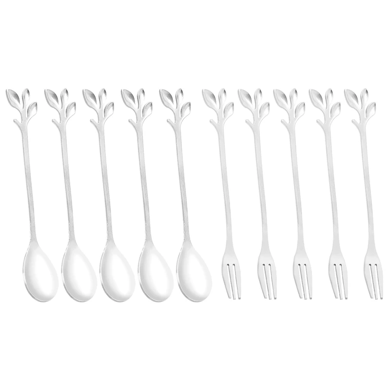 5Spoon+5Forks Stainless Steel Leaf Coffee Cake Spoon Fork Dessert Spoons, Stirring Teaspoon Set
5Spoon+5Forks Stainless Steel Leaf Coffee Cake Spoon Fork Dessert Spoons, Stirring Teaspoon Set