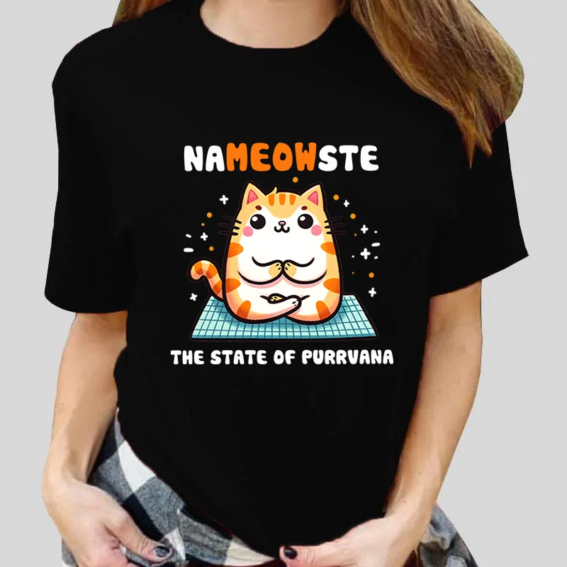 Fashion Cat Yoga Printed T-shirts Women Summer Casual Short Sleeved T-shirts Round Neck Tops Cat Shirt
Fashion Cat Yoga Printed T-shirts Women Summer Casual Short Sleeved T-shirts Round Neck Tops Cat Shirt