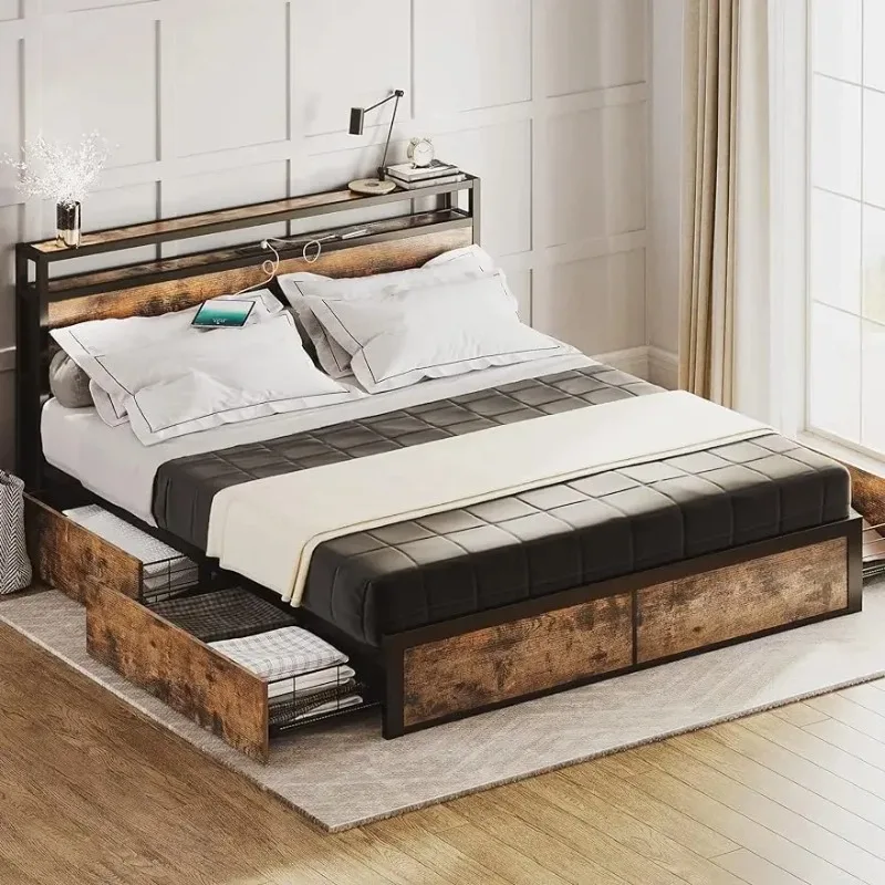 LIKIMIO Queen Bed Frame with Storage Drawer 2-Tier Storage Headboard with Charging Station No Box Spring Needed Easy Assembly
LIKIMIO Queen Bed Frame with Storage Drawer 2-Tier Storage Headboard with Charging Station No Box Spring Needed Easy Assembly