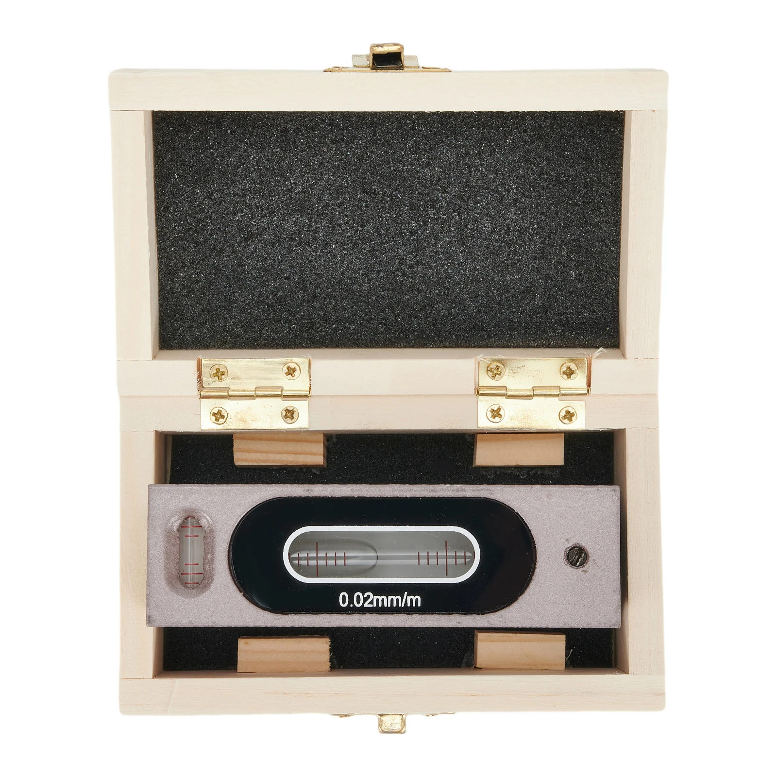 High precision 0 02mm/m measuring tool, tungsten steel construction, graduated bubble vials, includes wooden case for storage
High precision 0 02mm/m measuring tool, tungsten steel construction, graduated bubble vials, includes wooden case for storage