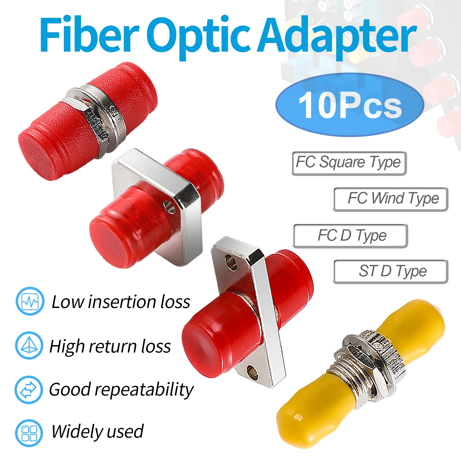 

10 Pcs FC to FC/ST to ST Coupler Fiber Optic Adapter, Singlemode Simplex Connector Converter SM Fiber Flange Ftth