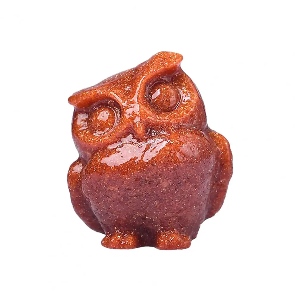 

Owl Ornament Hand-carved Faux Crystal Owl Sculpture Realistic Animal Figurine for Desktop Ornament Lovely Polished Owl Statue