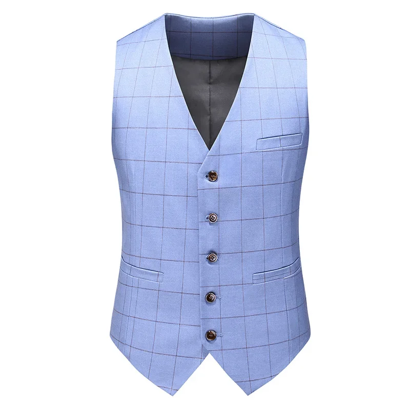 

Gentleman V-neck plaid slim fit vest plus sleeveless business casual boys lip vest tide DY5465