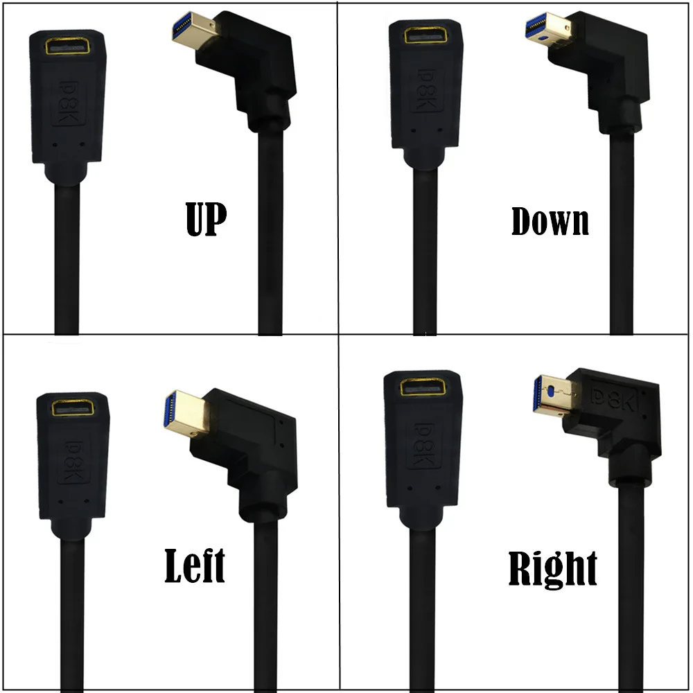 90 ° левый/правый AngleMini DisplayPort 1,4 видео Удлинительный кабель штекер-гнездо 8k с поддержкой HBR2-Мини DP Удлинительный кабель 0,3 м
90 ° левый/правый AngleMini DisplayPort 1,4 видео Удлинительный кабель штекер-гнездо 8k с поддержкой HBR2-Мини DP Удлинительный кабель 0,3 м