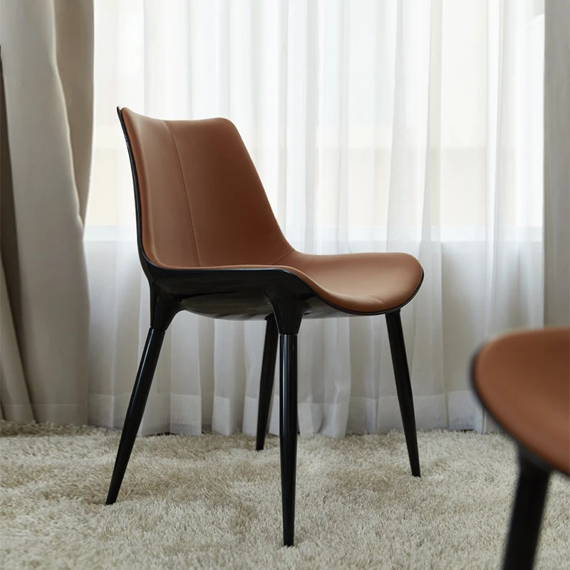 

Нордический минималистичный стул для гостиной, столовой, креативный дизайнерский кожаный стул, современный простой стул для дома, кабинета, спальни