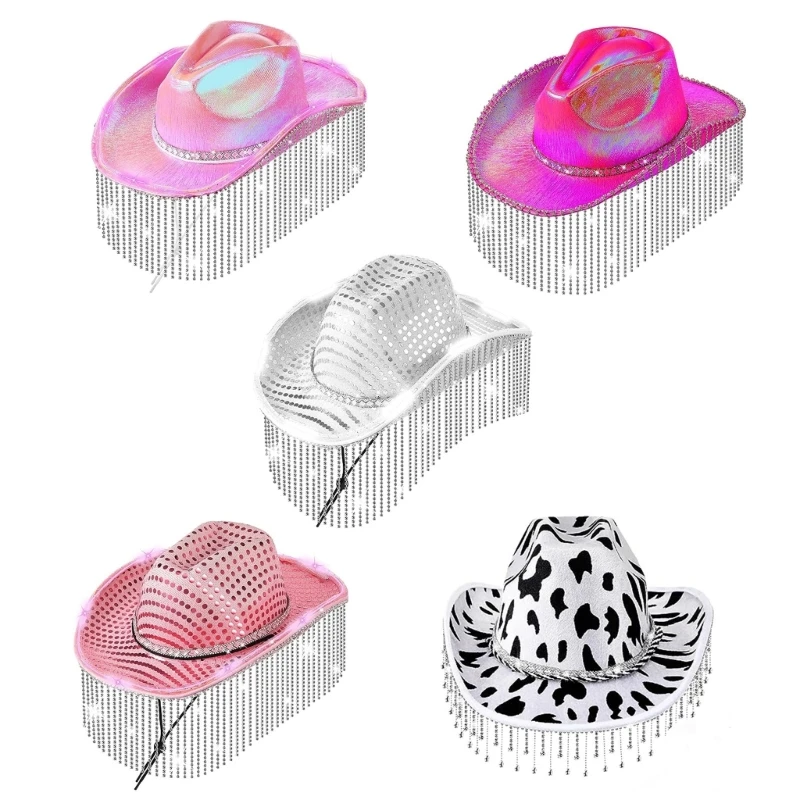 L93F Отпускная ковбойская шляпа со светодиодными блестящими блестками и блестящими кисточками для клубных карнавалов 
L93F Отпускная ковбойская шляпа со светодиодными блестящими блестками и блестящими кисточками для клубных карнавалов