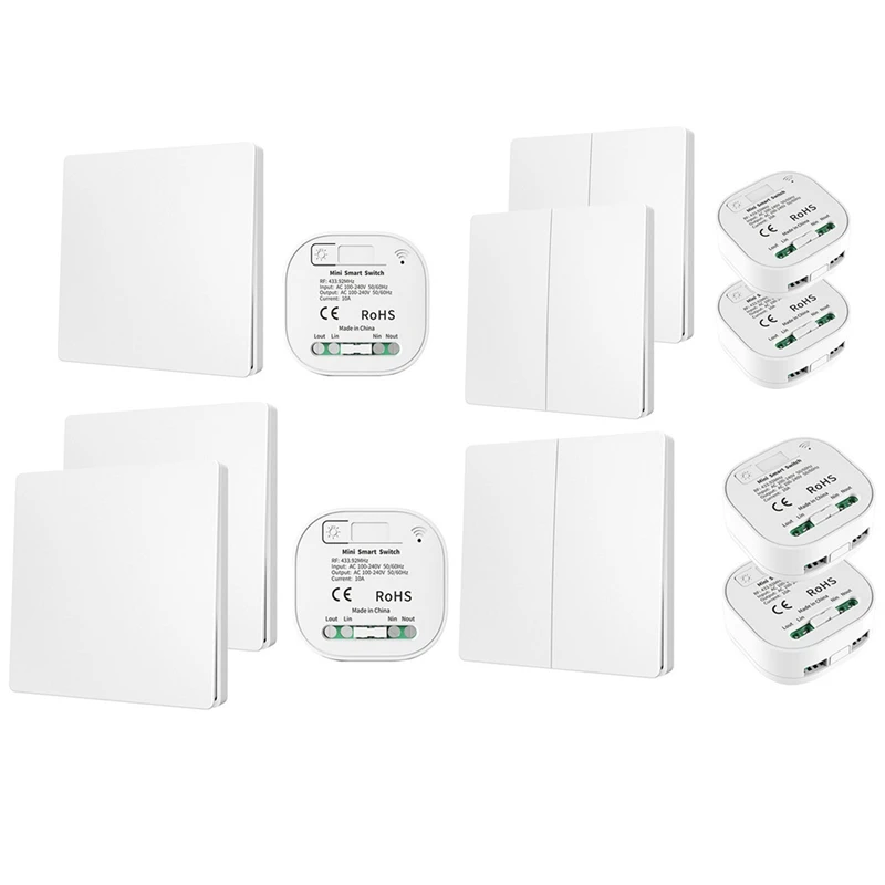 

1Set Wireless Remote Control No Battery Self-Powered Waterproof Light Switch , 2Gang 2Receiver